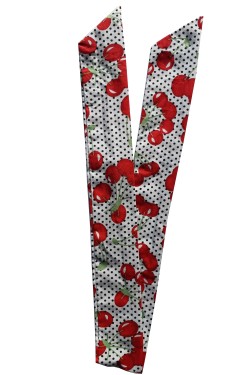Bandeau blanc rockabilly cerises et pois