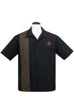 Chemise cocktail année50 rockabilly bleue
