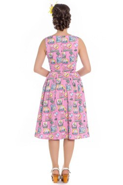 Robe rockabilly Ã  flamant rose rose annÃ©es 50 femme