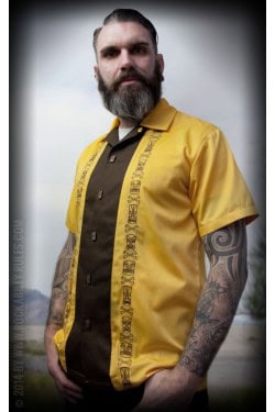 Chemise tiki rockabilly jaune