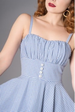 Robe vichy bleue 1950 pinup