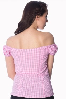 T-shirt pin-up vichy rose années 50
