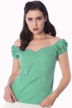 T-shirt pin-up vichy vert années 50