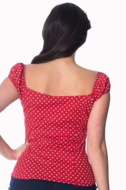 Top a pois rouge décolleté bateau