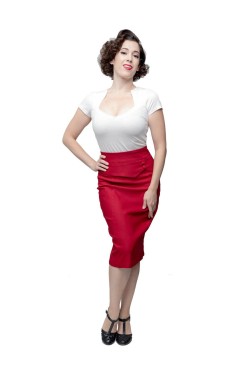 Jupe fourreau rouge taille haute