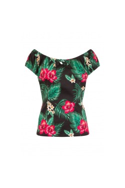 Haut vintage a motif tropical