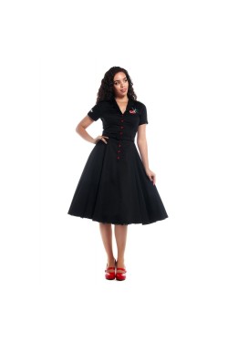 Robe rockabilly noire brodée