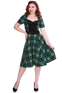 Robe écossais vert 1950