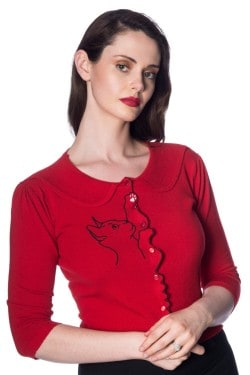 Cardigan chat rouge