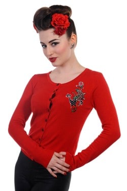 Cardigan pin-up retro marin