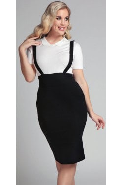Jupe crayon taille haute a bretelles