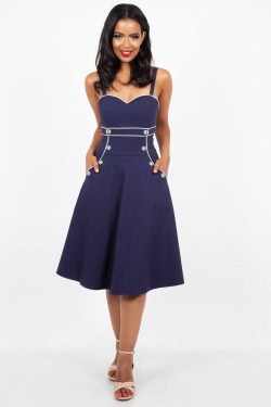 Robe rockabilly bleue années 50 femme