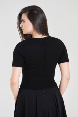 Cardigan Hell Bunny noir col rond