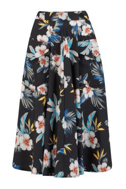Jupe noire motif hawaïen