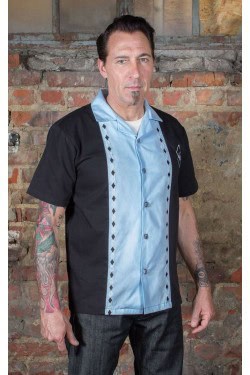 Chemise rockabilly Rumble59 bleue