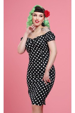 Robe crayon à pois noire