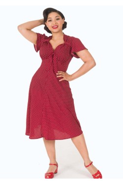 Robe retro 40's bordeaux a pois