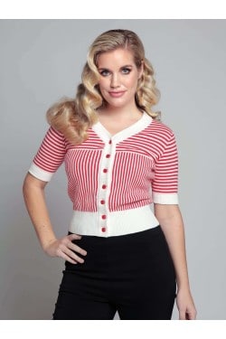 Cardigan retro rayé collectif vintage