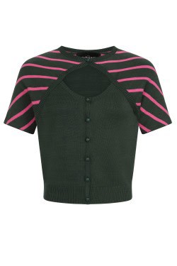 Cardigan vert rayé