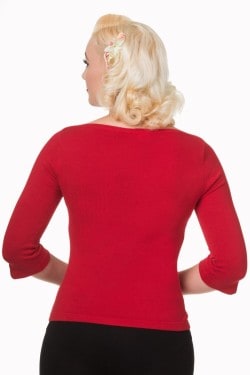 Haut maille rouge manches 3/4