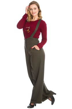 Pantalon large taille haute femme