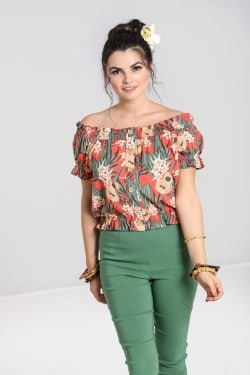 T-shirt pin-up tropical orange années 50