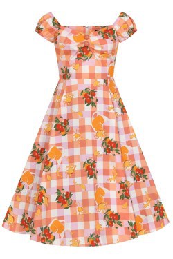 Robe corolle vichy orange