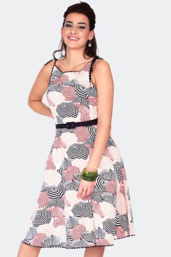 Robe rockabilly à géométrique noir années 50 femme