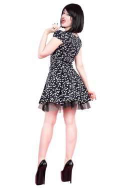 Robe rockabilly à papillons noir années 50 femme