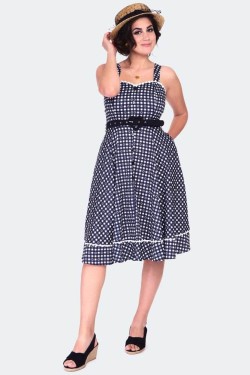 Robe annees 50 vichy noir