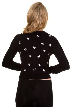 Cardigan pin-up noir broderie noeuds
