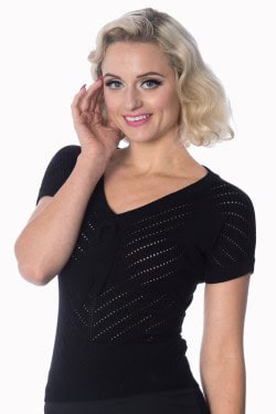 Haut noir en maille Banned retro