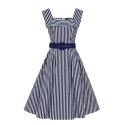 Robe Bébé Fille Dpam 6 Mois - Rayée Bleue En Coton - Style évasé Pour L'été - Occasion Très Bon Etat (TBE)