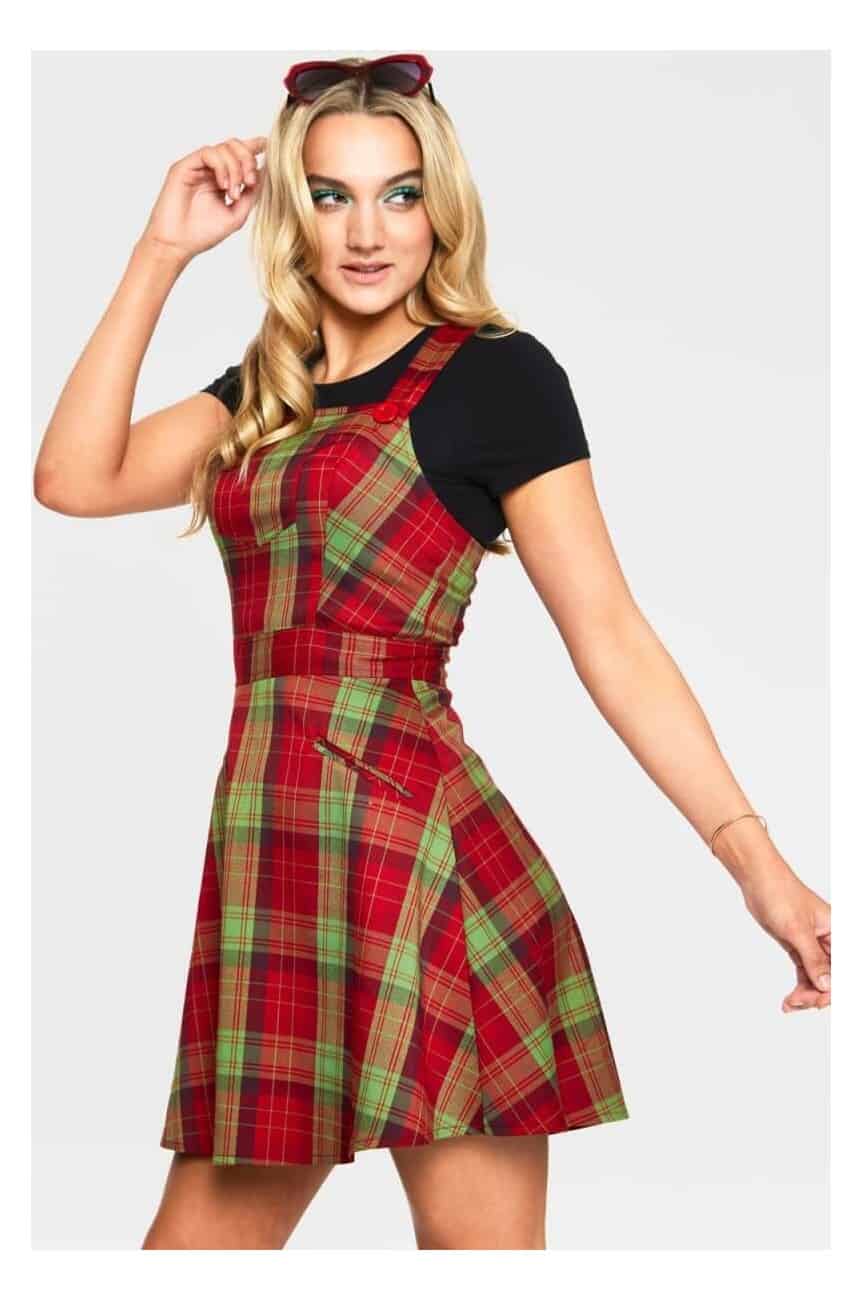 Robe salopette Vixen by Micheline Pitt tartan style rétro