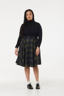 Jupe en laine tartan vert