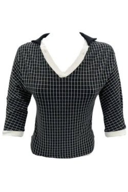 T-shirt pin-up carreaux noir années 50