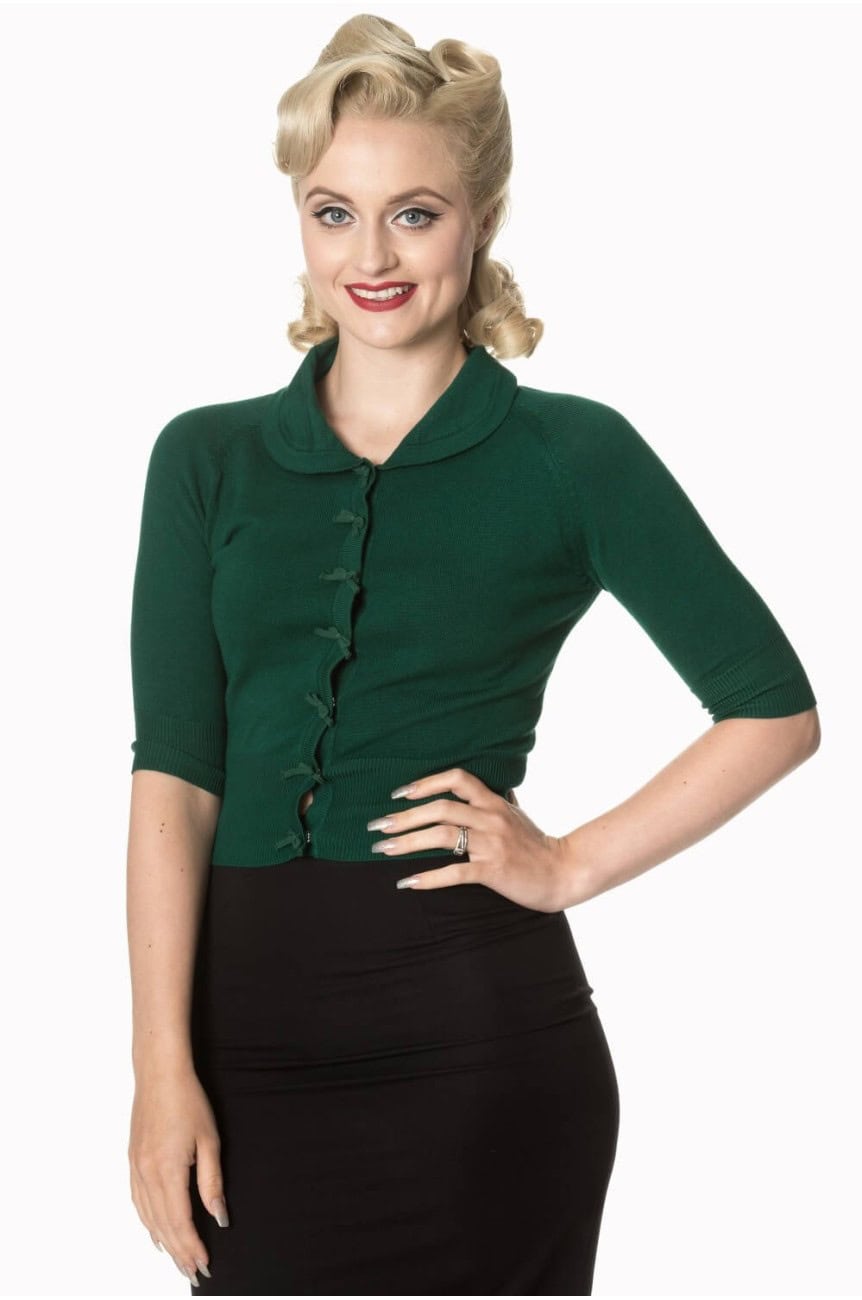 Cardigan vert bouteille Banned retro