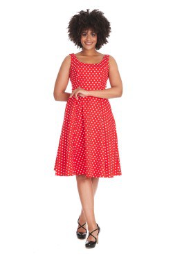 Robe rockabilly a pois rouge