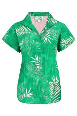 Chemise pin-up tropical verte années 50