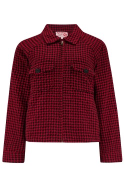 veste retro à carreaux bordeaux