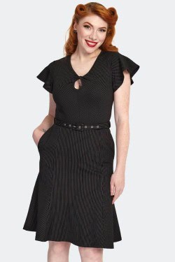 Robe rockabilly à rayures noir et blanc années 50 femme