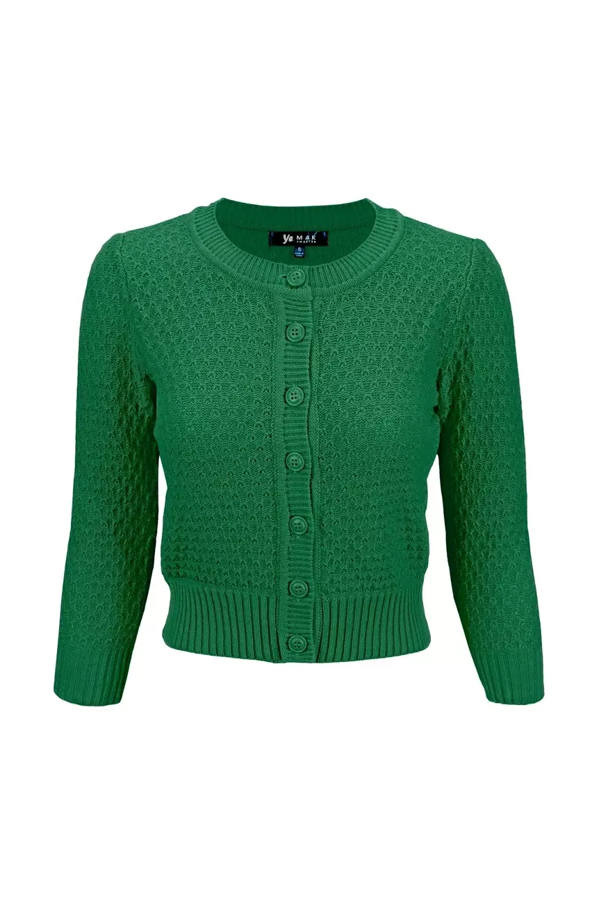 Cardigan vintage en coton vert
