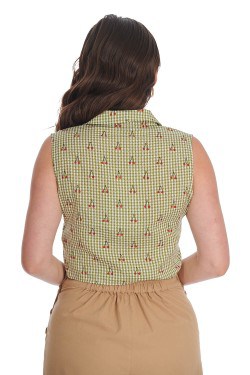 Chemise pin-up cerises verte années 50