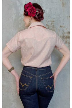 Chemise pin-up rose années 50