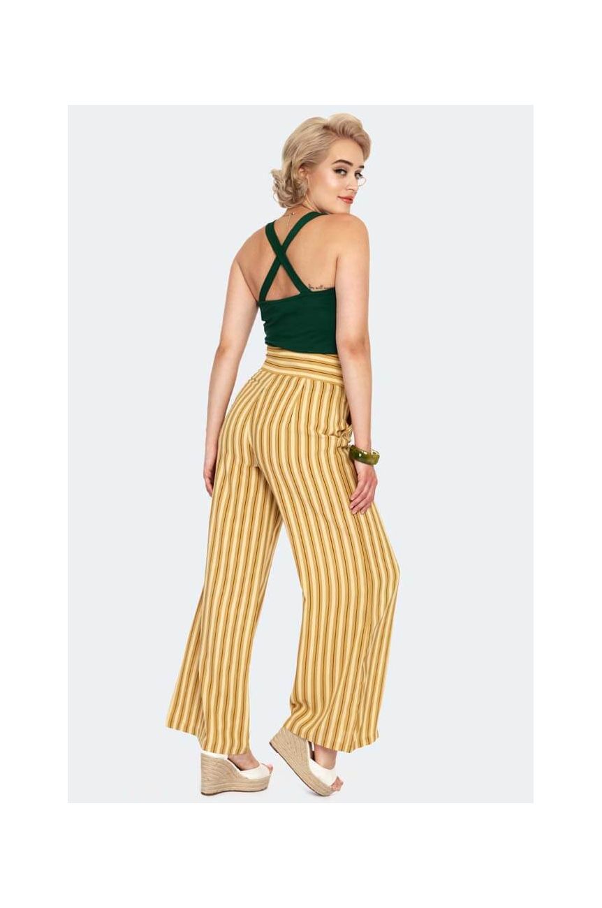 Pantalon swing rayé jaune