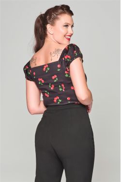 T-shirt pin-up cerises noir années 50
