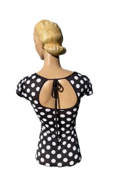 T-shirt pin-up pois noir et blanc années 50