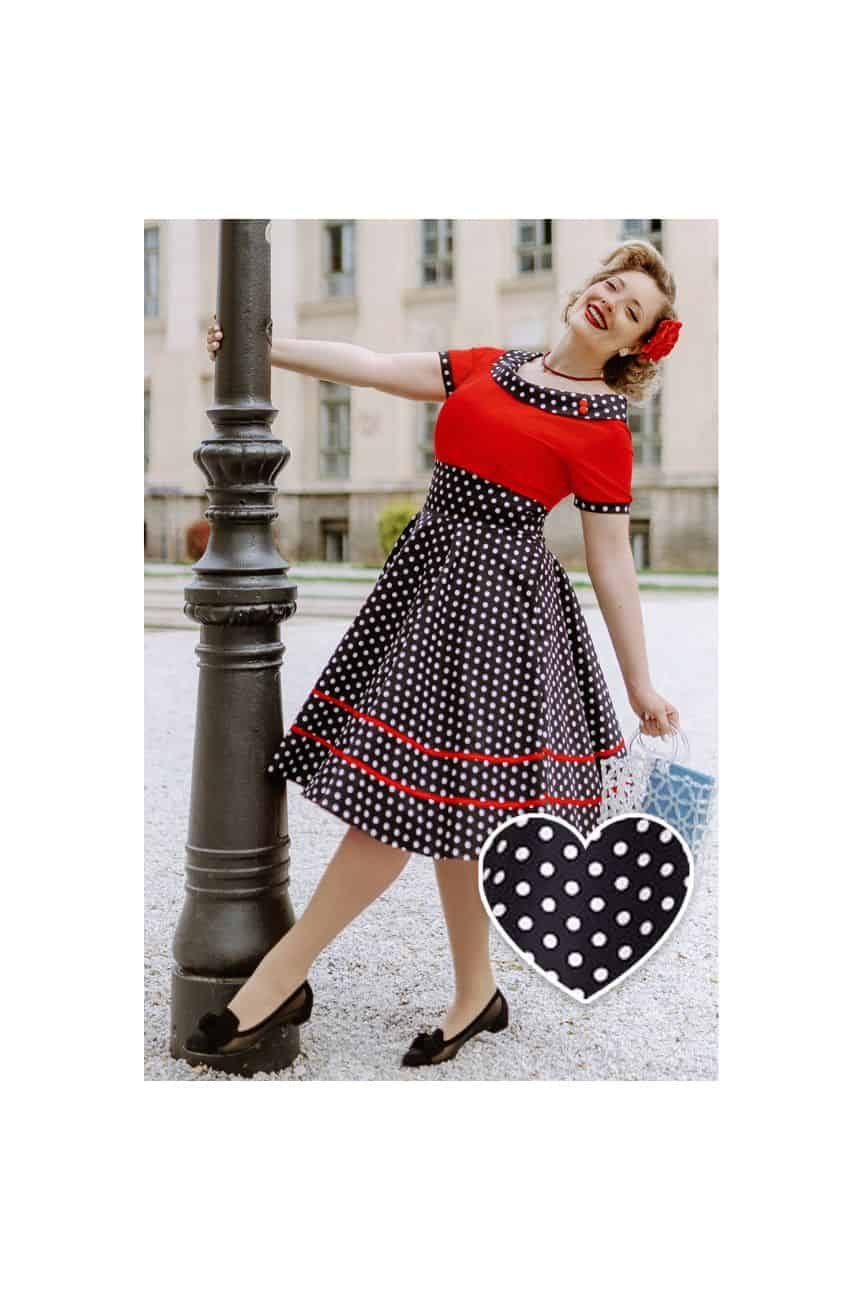 Robe rockabilly a pois col bateau