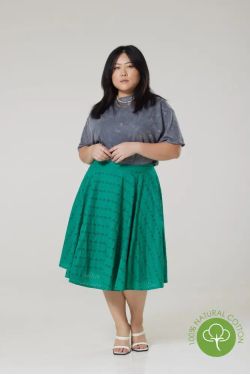 Jupe verte vintage broderie anglaise
