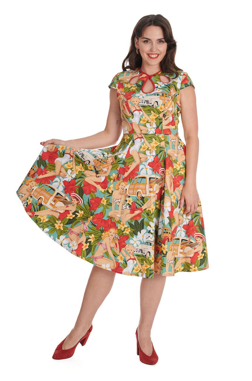 Robe tropicale col goutte Banned retro